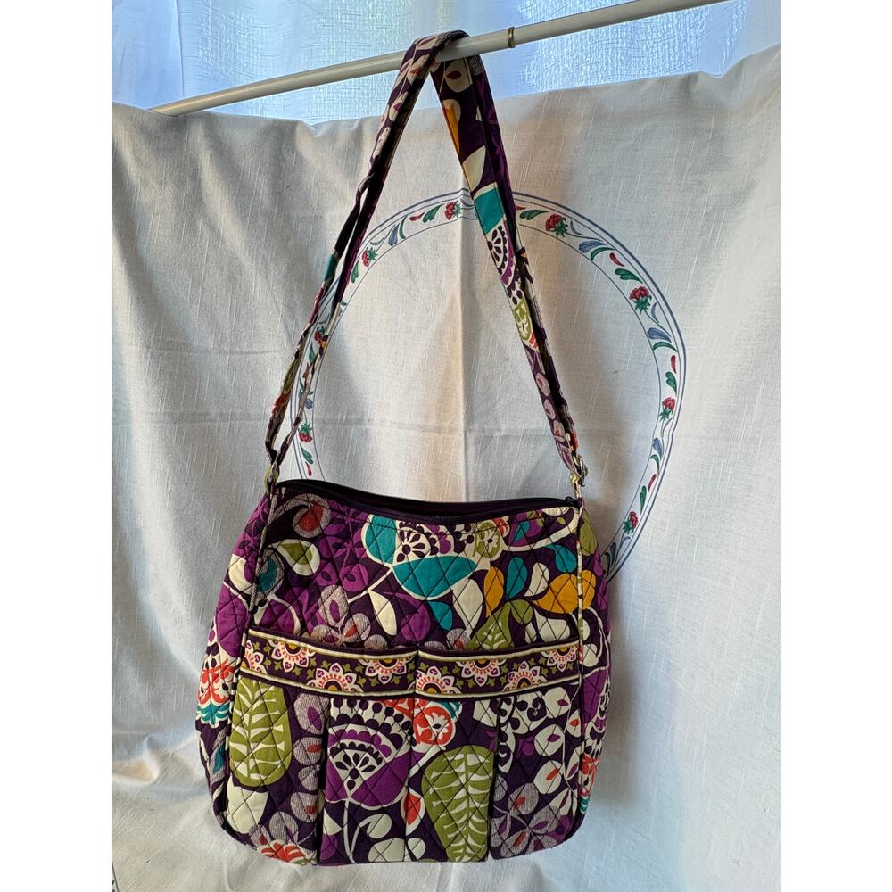 Vera Bradley Plum Crazy Cloth Purse Bag Crossbody 11x10x5 EUC From Spring 2013